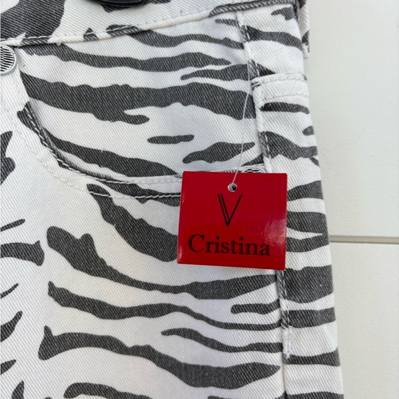 V Cristina Black and White Zebra-Print Straight Jeans - Picture 10 of 12